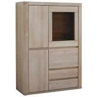HIGHBOARD  98,4/139,6/37,7 cm 3 Schublade(n)  - Alteiche/Grau, KONVENTIONELL, Glas/Holz (98,4/139,6/37,7cm) - Voleo