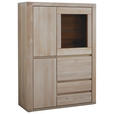 HIGHBOARD Alteiche  98,4/139,6/37,7 cm  - Alteiche/Grau, KONVENTIONELL, Glas/Holz (98,4/139,6/37,7cm) - Voleo