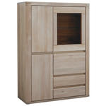 HIGHBOARD  98,4/139,6/37,7 cm 3 Schublade(n)  - Alteiche/Grau, KONVENTIONELL, Glas/Holz (98,4/139,6/37,7cm) - Voleo