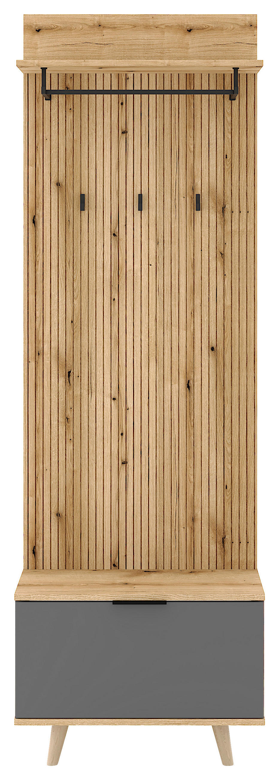 GARDEROBE  in 65/204/40 cm  - Eichefarben/Graphitfarben, Design, Holzwerkstoff (65/204/40cm) - Boxxx
