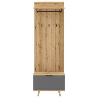 GARDEROBE  in 65/204/40 cm  - Eichefarben/Graphitfarben, Design, Holzwerkstoff (65/204/40cm) - Boxxx