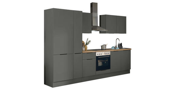 KÜCHENBLOCK in Graphitfarben - Schwarz/Graphitfarben, Basics, Holzwerkstoff/Metall (300/211/60cm) - Xora