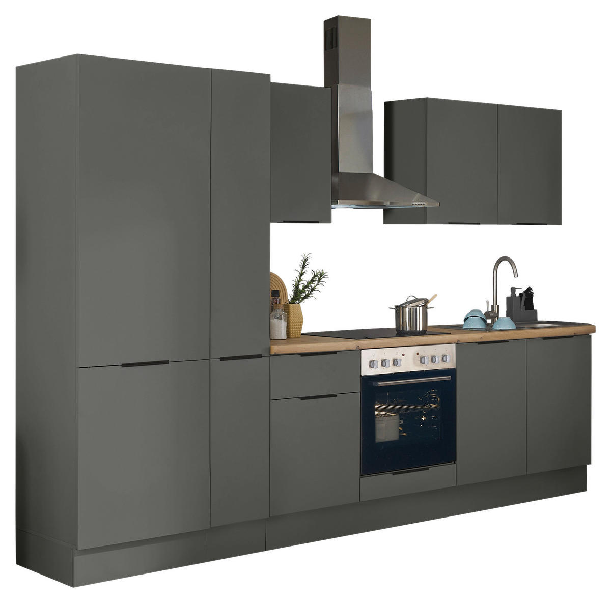 KÜCHENBLOCK   in Graphitfarben  - Schwarz/Graphitfarben, Basics, Holzwerkstoff/Metall (300/211/60cm) - Xora