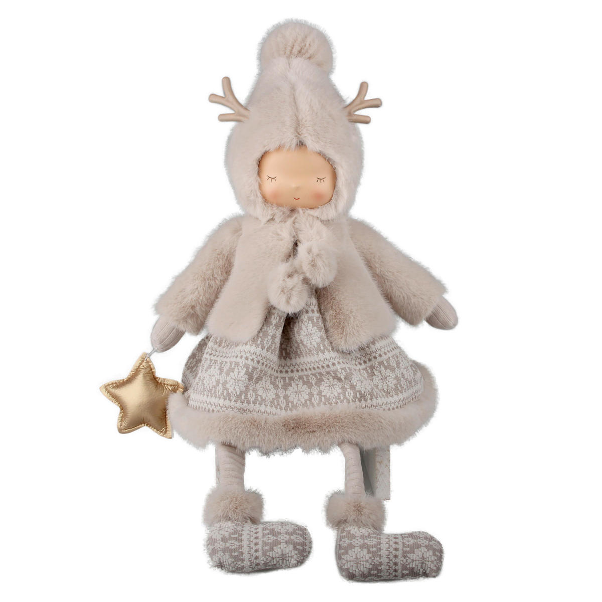 FIGÚRKA – DIEŤA - svetlohnedá/zlatá, Lifestyle, kov/textil (22/52/22cm) - X-Mas