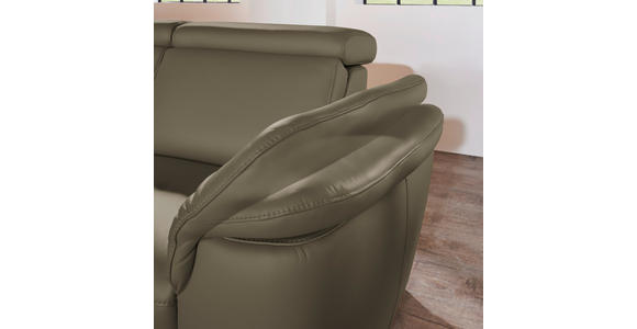 ECKSOFA in Echtleder Olivgrün  - Alufarben/Olivgrün, Design, Leder/Metall (242/271cm) - Cantus