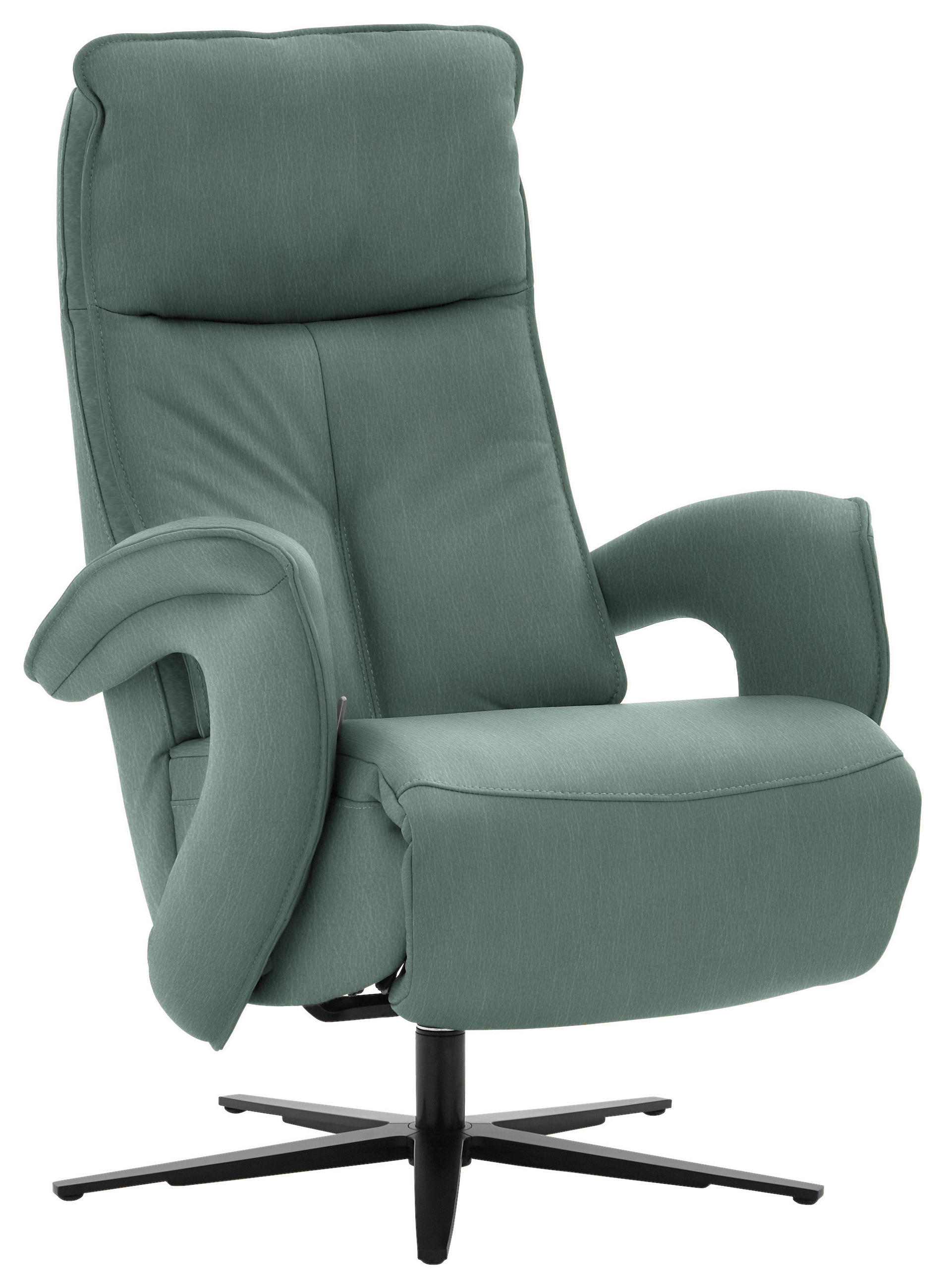 RELAXSESSEL in Leder Opal  - Opal/Schwarz, Design, Leder/Metall (77/110/87cm) - Valdera