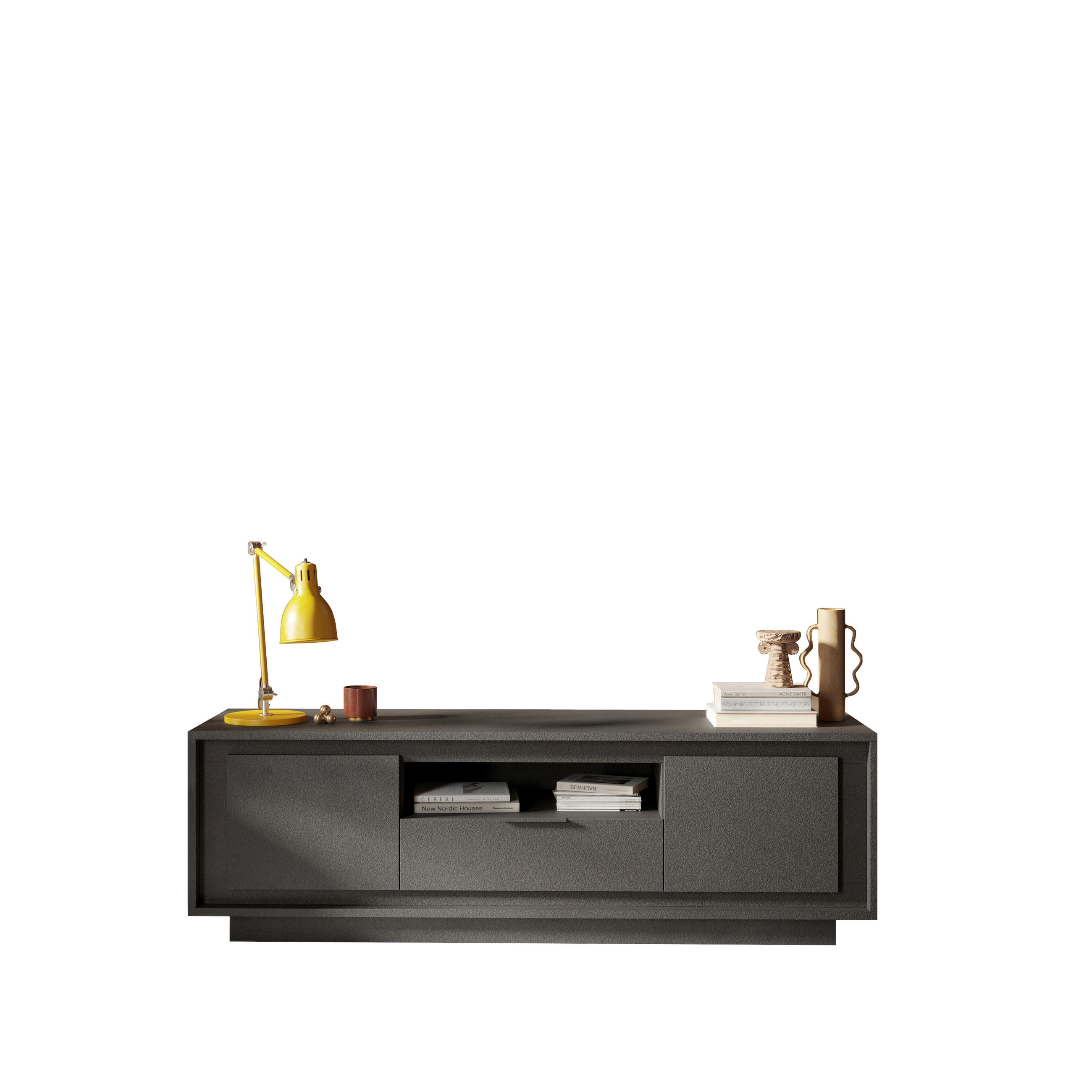 LOWBOARD  in 180/58/50 cm  - Anthrazit, Design, Holzwerkstoff/Metall (180/58/50cm) - MID.YOU