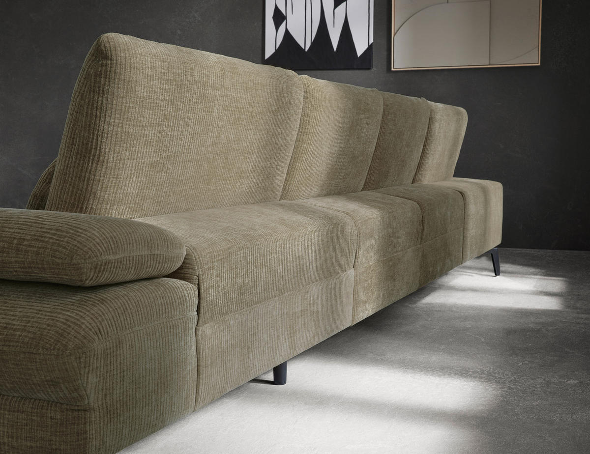 WOHNLANDSCHAFT in Webstoff Hellbraun  - Hellbraun/Schwarz, Design, Textil/Metall (208/354/157cm) - Dieter Knoll