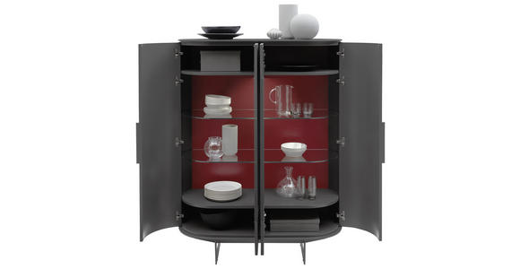 HIGHBOARD 120/150/45 cm - Bordeaux/Anthrazit, Design, Glas/Holzwerkstoff (120/150/45cm) - Ambiente