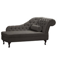 RÉCAMIERE Mikrofaser Graubraun  - Graubraun/Braun, Design, Holz/Textil (185/93/75cm) - Livetastic