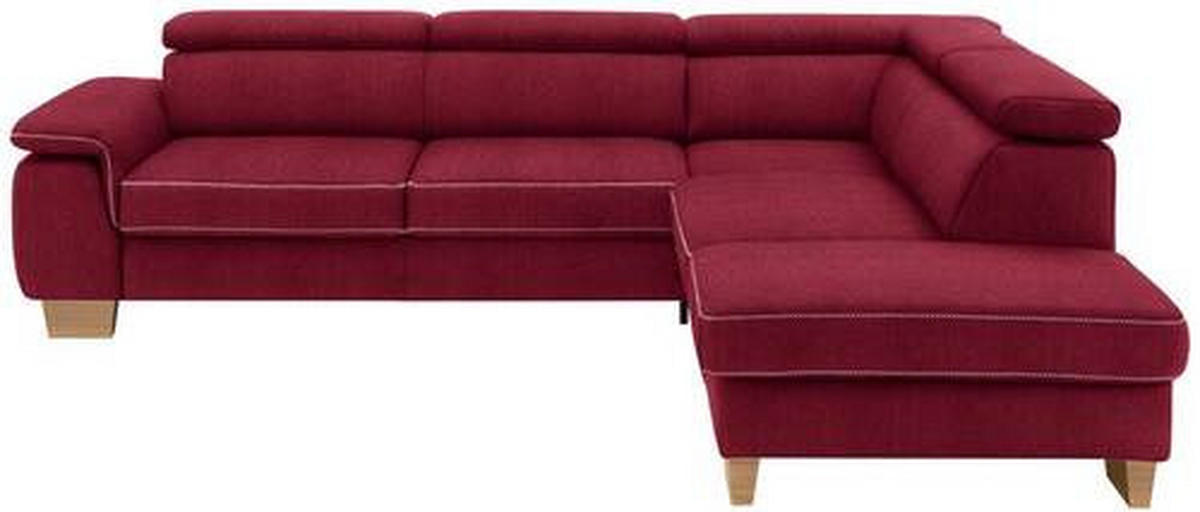 ECKSOFA in Mikrofaser Rot  273/226 cm  - Eichefarben/Beige, Natur, Holz/Textil (273/226cm) - Beldomo System