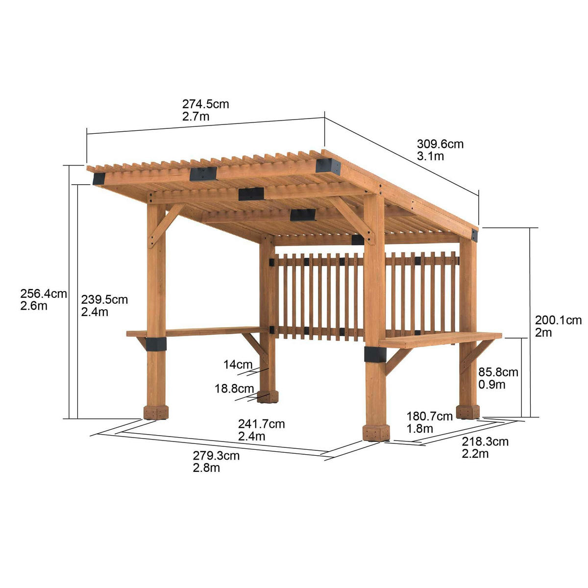 PERGOLA 309,6/239-256,4/274,5 cm   - Braun, Basics, Holz (309,6/239-256,4/274,5cm)