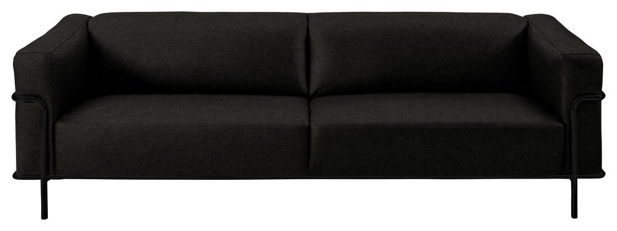 3-SITZER-SOFA in Echtleder Schwarz  - Schwarz, Design, Leder/Metall (236/67/96cm) - Johann Jakob