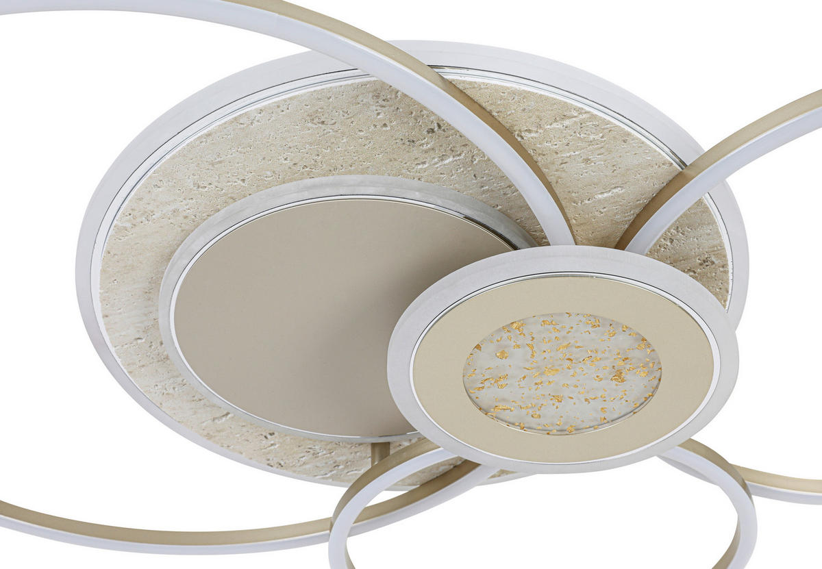 LED-TAKLAMPA Travera 40 W 90/63/8,5 cm  - guldbrun/sandfärgad, Design, metall/plast (90/63/8,5cm) - Novel