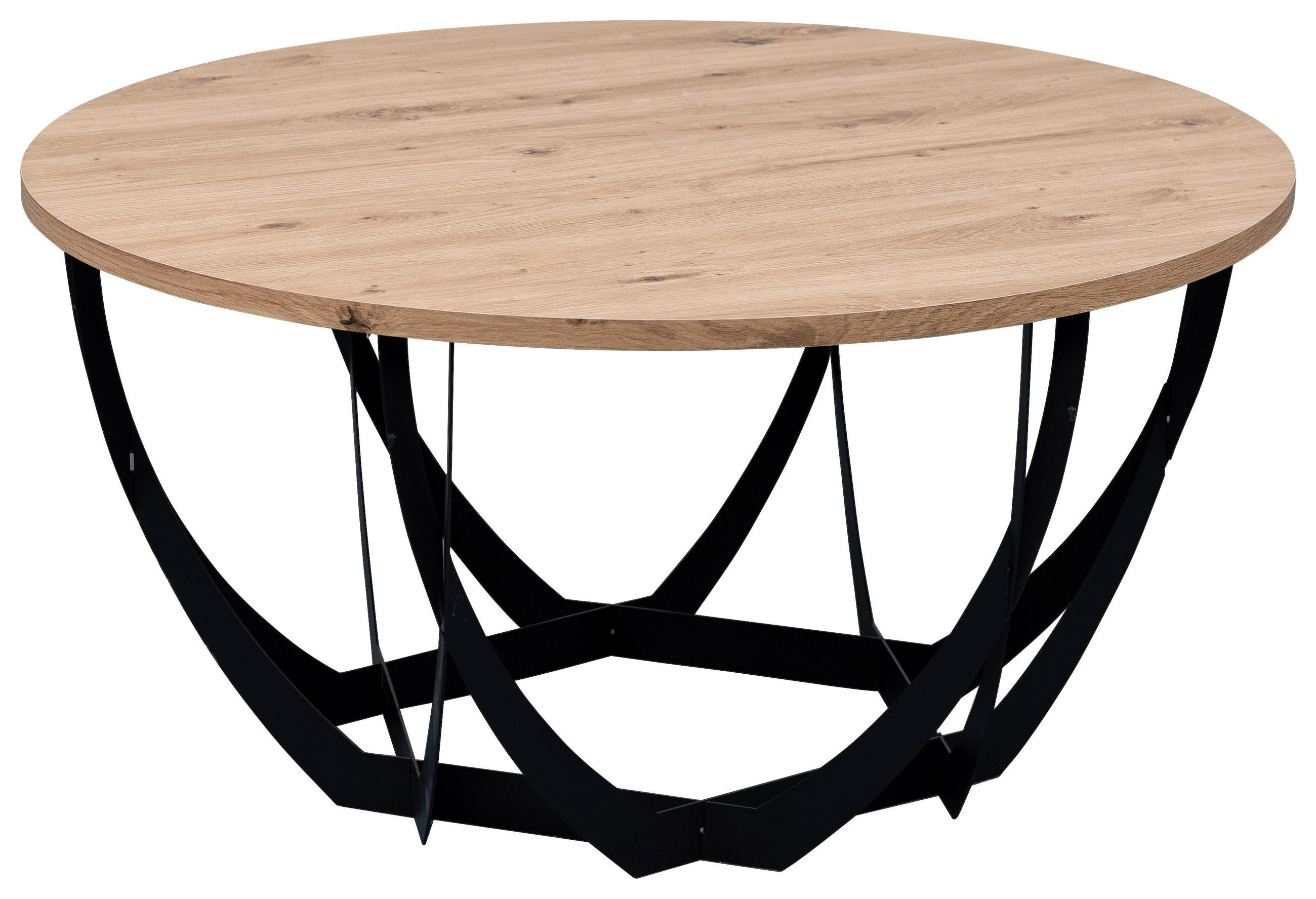 BEISTELLTISCH 80/80/40 cm Schwarz, Eiche Artisan rund  - Schwarz/Eiche Artisan, Design, Holzwerkstoff/Metall (80/80/40cm) - Xora