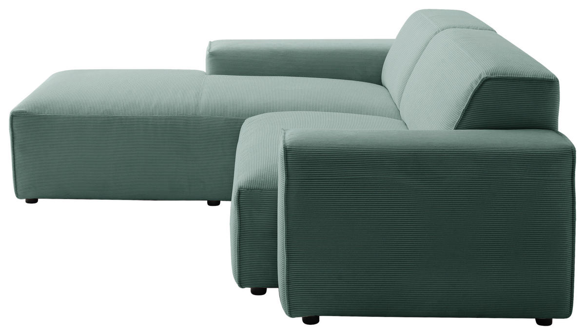 ECKSOFA in Cord Grün  189/230 cm  - Schwarz/Grün, Design, Kunststoff/Textil (189/230cm) - Pure Home Lifestyle