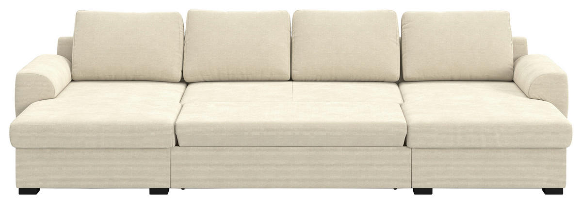 SJEDEĆA GARNITURA tekstil  bež   - bež/crna, Trend, tekstil/plastika (154/327/86cm) - MID.YOU