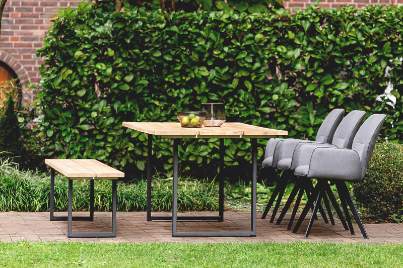 GARTENBANK 200/46/40 cm  in Teakfarben  - Anthrazit/Teakfarben, Design, Holz/Metall (200/46/40cm)