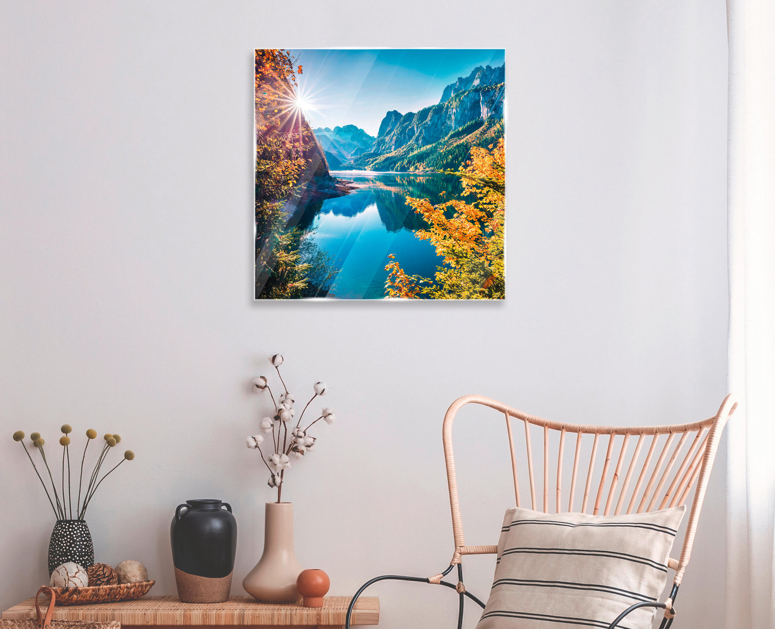 GLASBILD Berge  - Multicolor, Basics, Glas (50/50/1,40cm) - Euroart