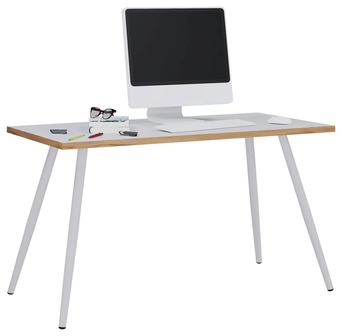 SCHREIBTISCH 110/50/70 cm  in Weiss, Honigeiche  - Honigeiche/Weiss, Design, Holzwerkstoff/Metall (110/50/70cm) - MID.YOU