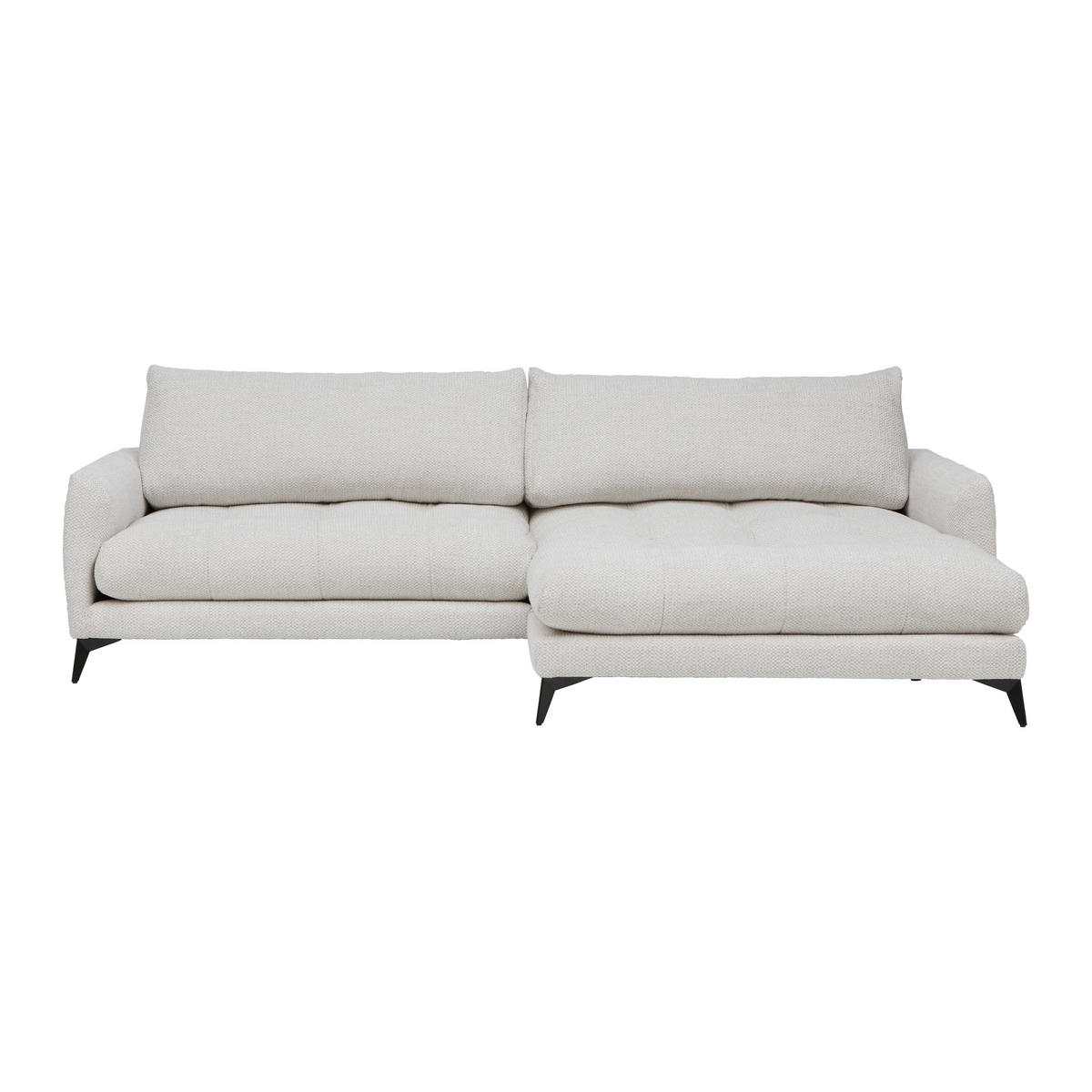 HÖRNSOFFA i chenille gråvit  - gråvit/svart, metall/textil (273/61-85/161cm) - MID.YOU