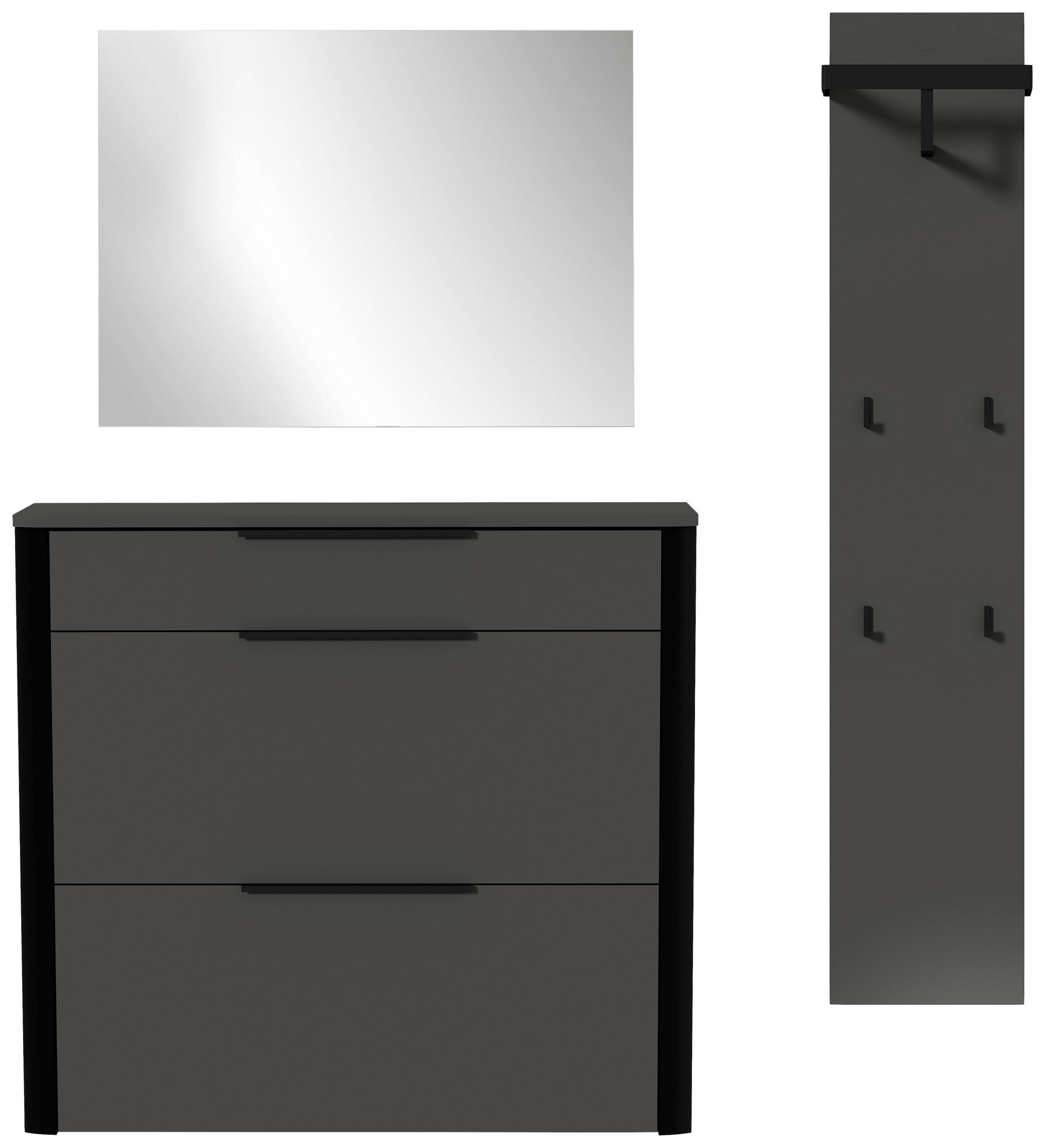 GARDEROBE 3-teilig 150/191/34 cm  - Anthrazit/Schwarz, Design, Glas/Holzwerkstoff (150/191/34cm) - Dieter Knoll