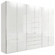 KLEIDERSCHRANK in Weiß - Chromfarben/Weiß, MODERN, Glas/Holzwerkstoff (300/216/62cm) - Novel