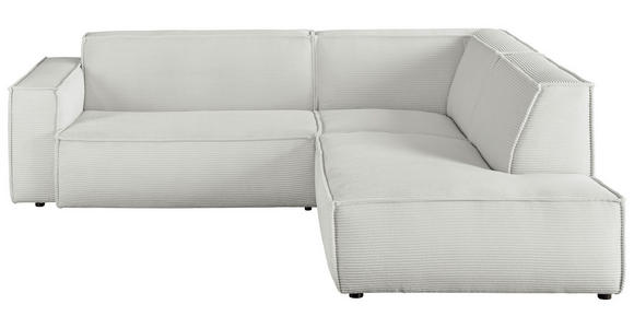 ECKSOFA in Cord Hellgrau  - Hellgrau/Schwarz, KONVENTIONELL, Kunststoff/Textil (254/224cm) - Hom`in