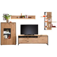 WOHNWAND Skopje  in Anthrazit, Eichefarben  337/210/50 cm  - Eichefarben/Anthrazit, Design, Glas/Holzwerkstoff (337/210/50cm) - MID.YOU