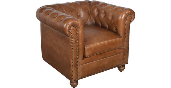 SESSEL in Echtleder Braun  - Braun, LIFESTYLE, Leder (84/79/77cm) - Landscape