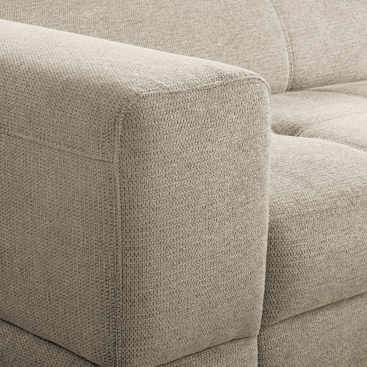 ECKSOFA TORINO Taupe Chenille Bettkasten, Kopfteilverstellung  - Taupe/Schwarzchrom, Design, Textil/Metall (247/173cm) - Livetastic
