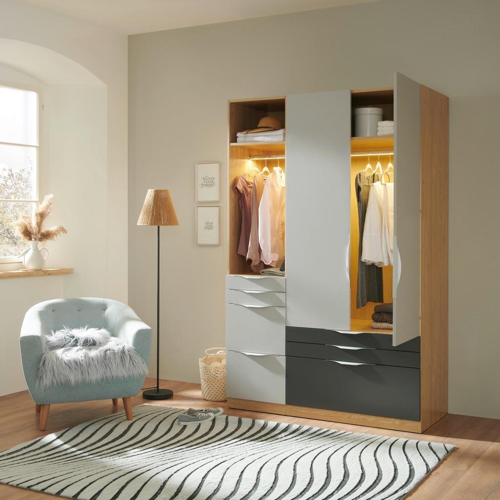 Thumbnail - Hom`in Kleiderschrankkorpus System Unit, Eiche, Holzwerkstoff, 45.6x210x56.5 cm, Schlafzimmer, Kleiderschränke, Schranks...