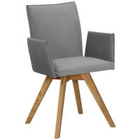 ARMLEHNSTUHL  in Lederlook  - Eichefarben/Hellgrau, Konventionell, Holz/Textil (60/91/61cm) - Moderano