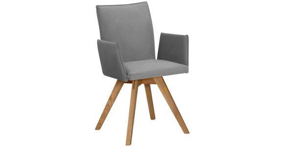 ARMLEHNSTUHL in Lederlook - Eichefarben/Hellgrau, KONVENTIONELL, Holz/Textil (60/91/61cm) - Moderano