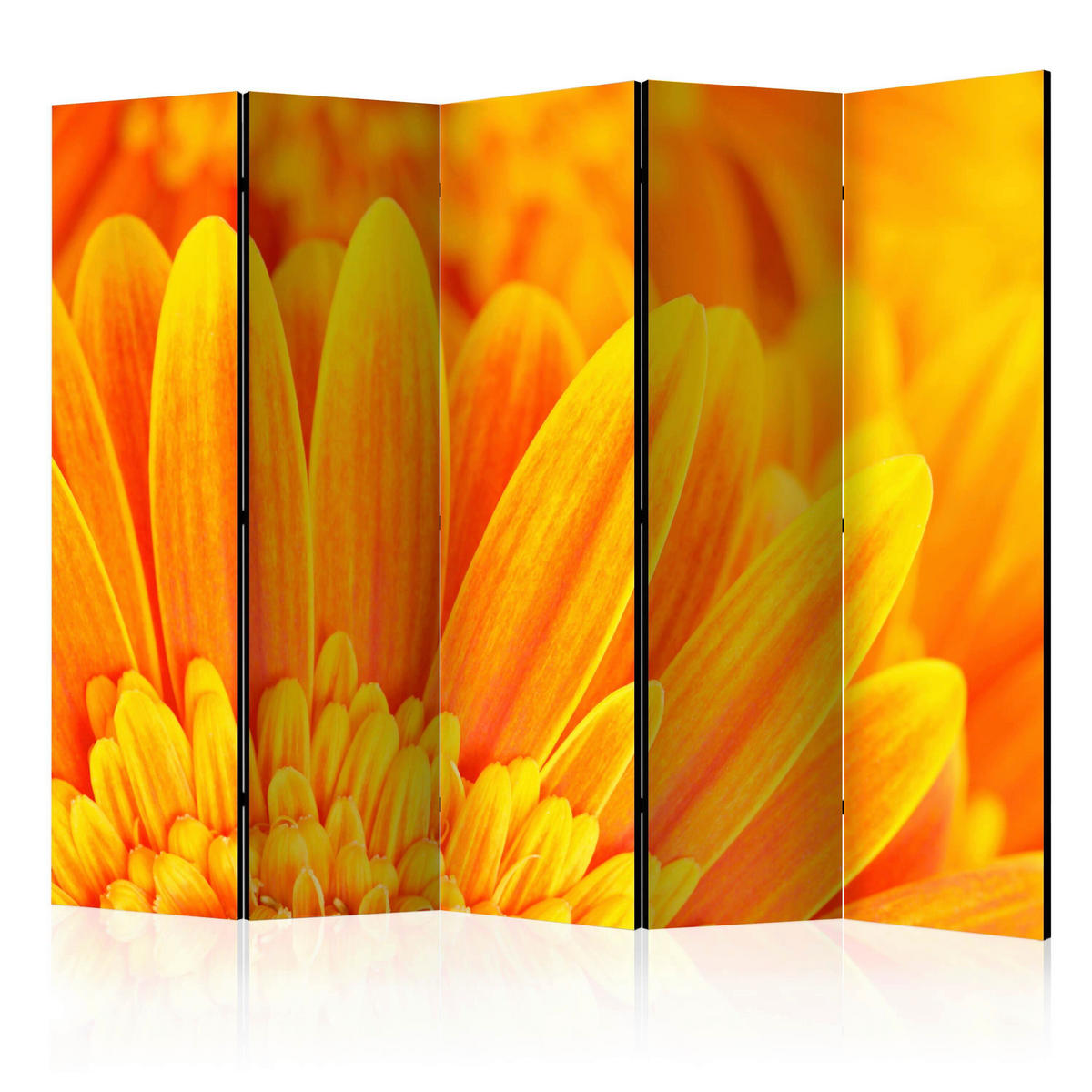 Paravent doppeltseitig mit 5  Flügel - Gelb/Orange, Basics, Holz/Textil (225/172/3cm) - artgeist