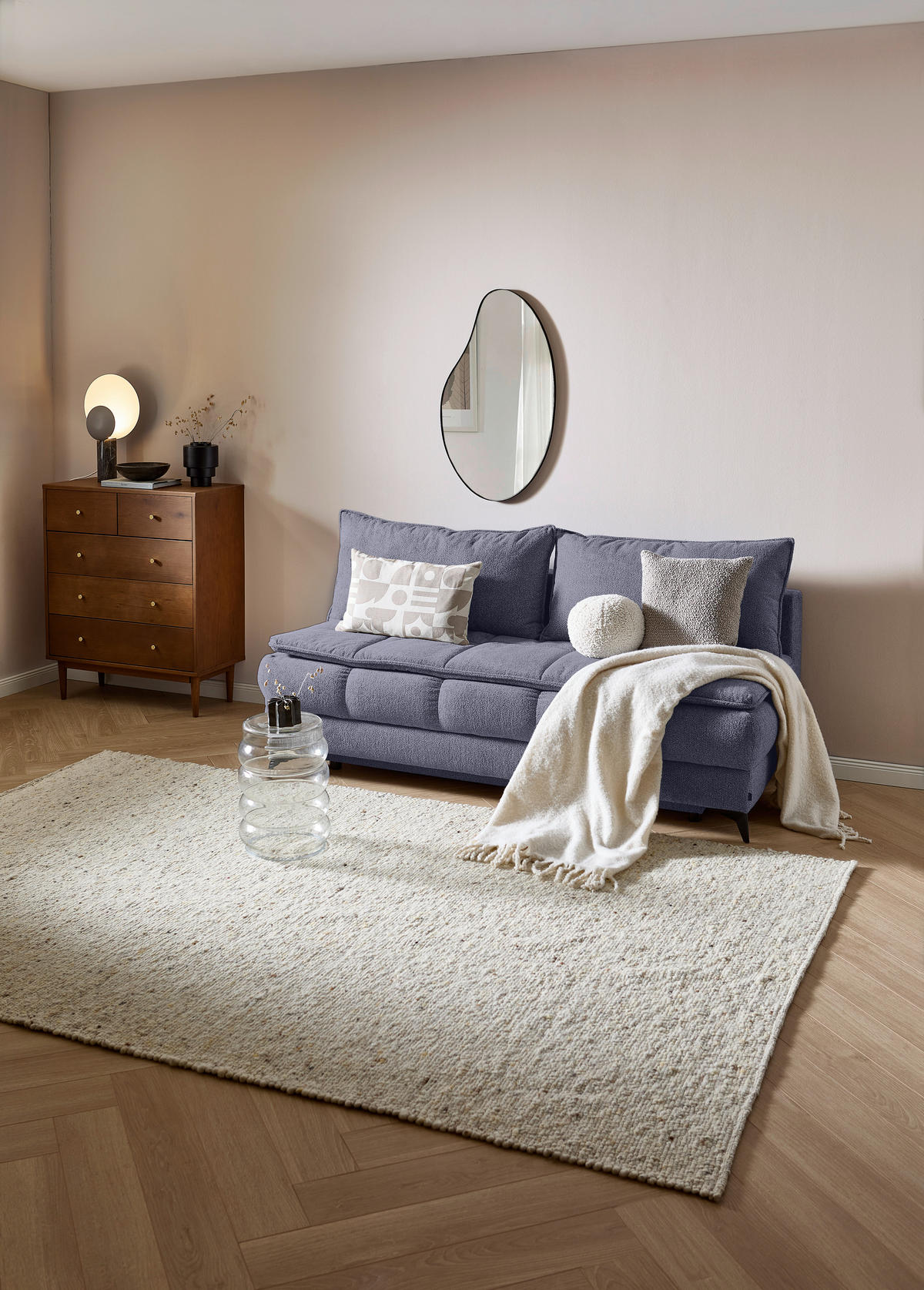SCHLAFSOFA in Graublau  - Graublau, Design, Holz/Kunststoff (197/95/92cm) - Stylife