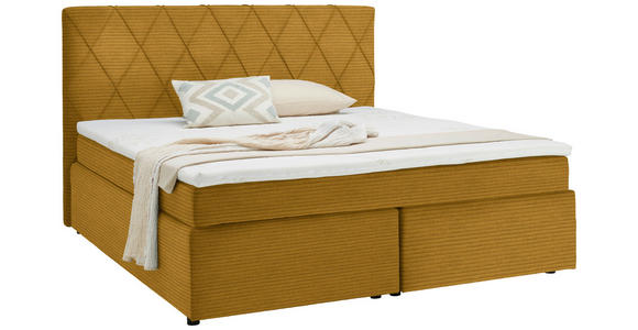BOXSPRINGBETT 160/200 cm  in Senfgelb  - Senfgelb/Schwarz, Design, Holzwerkstoff/Kunststoff (160/200cm) - Xora