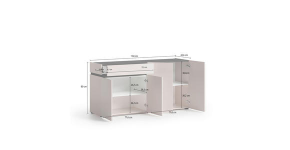 SIDEBOARD  160,2/80,1/42,6 cm 1 Schublade(n)  - Kaschmir/Anthrazit, Design, Holzwerkstoff/Kunststoff (160,2/80,1/42,6cm) - Voleo