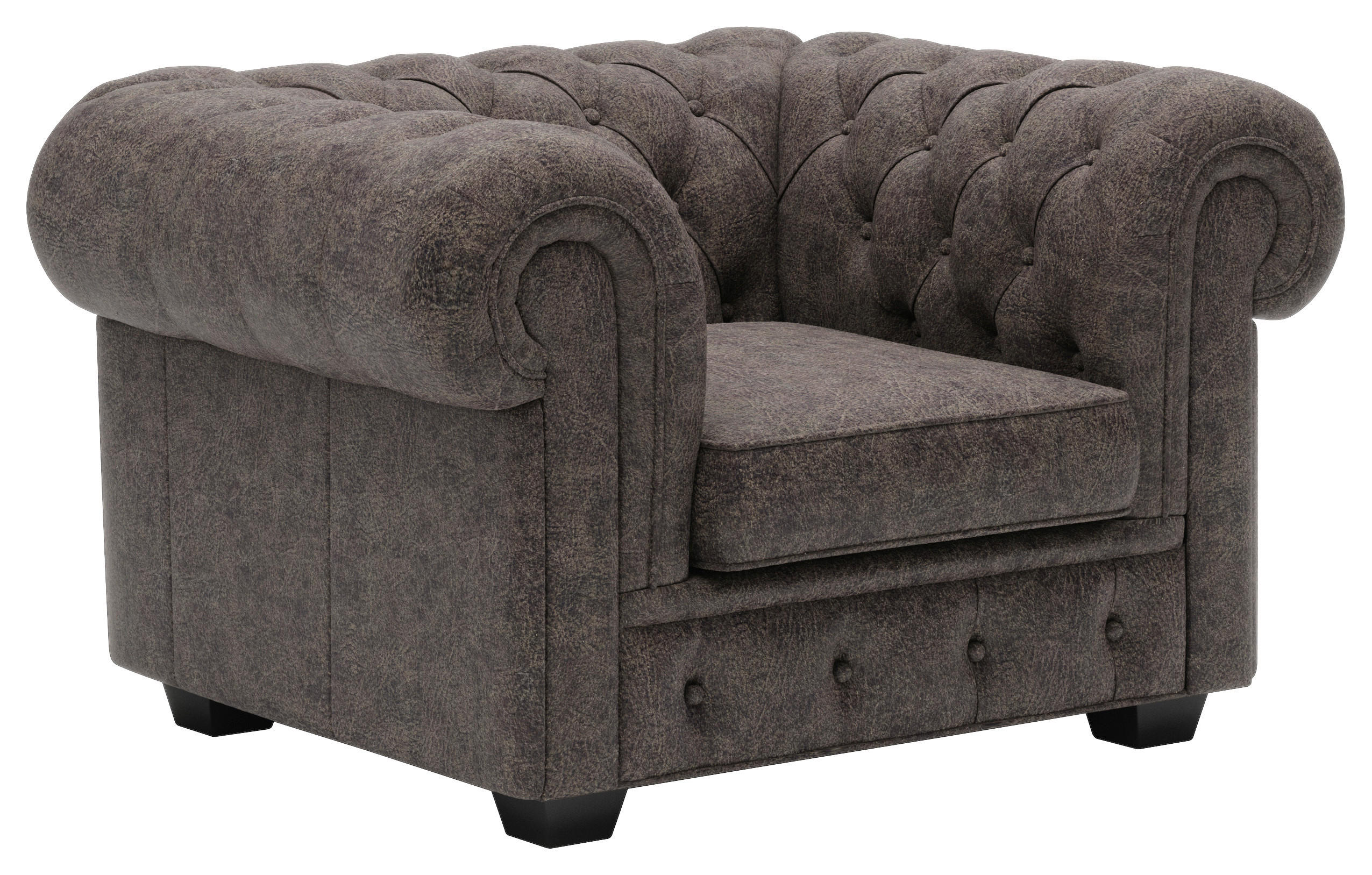 CHESTERFIELD-FOTEL - sötétbarna/wenige, Lifestyle, bőr/fa (115/76,5/96cm) - Landscape