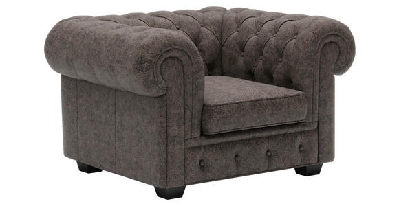 CHESTERFIELD-SESSEL Echtleder Dunkelbraun    - Wengefarben/Dunkelbraun, LIFESTYLE, Leder/Holz (115/76,5/96cm) - Landscape