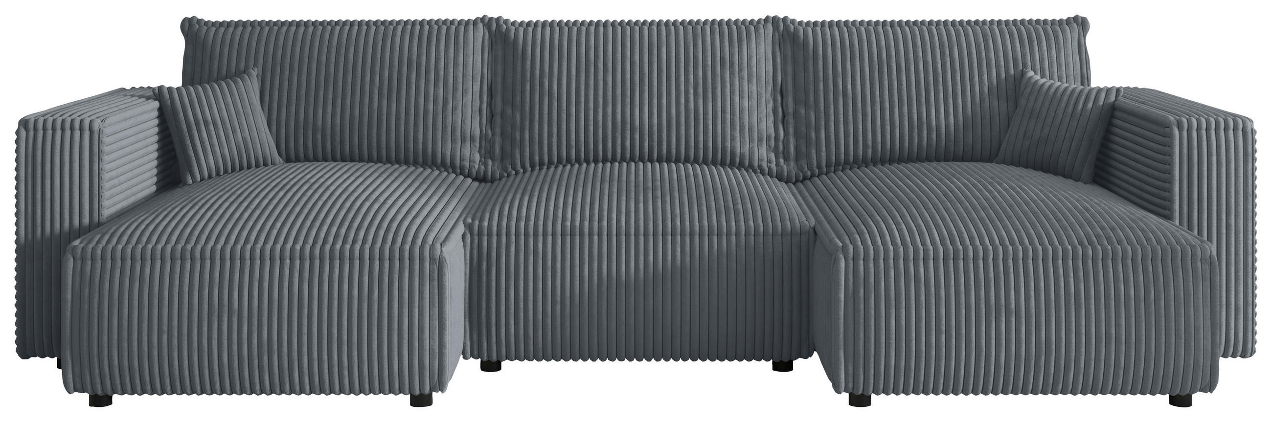WOHNLANDSCHAFT Grau Cord  - Schwarz/Grau, MODERN, Kunststoff/Textil (153/350/153cm) - Xora