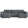 WOHNLANDSCHAFT Grau Cord  - Schwarz/Grau, MODERN, Kunststoff/Textil (153/350/153cm) - Xora