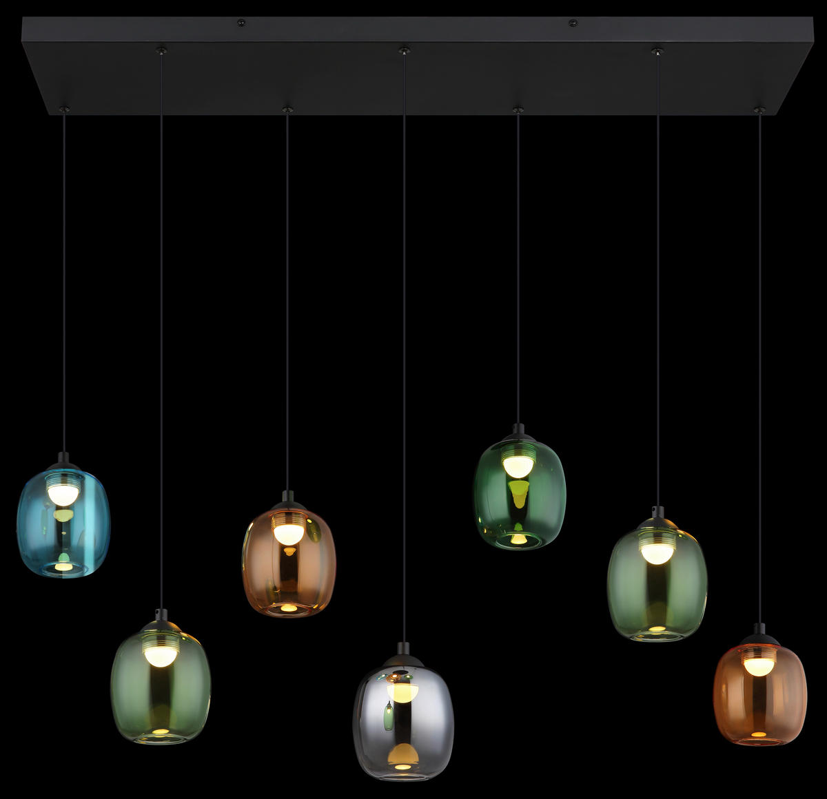 LED-HÄNGELEUCHTE MINARA 102/32/150 cm   - Blau/Dunkelgrün, LIFESTYLE, Glas/Kunststoff (102/32/150cm)