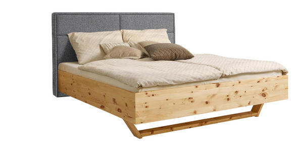 BETT 180/200 cm in Zirbelkieferfarben, Hellgrau - Zirbelkieferfarben/Hellgrau, Natur, Holz/Textil (180/200cm) - Valnatura