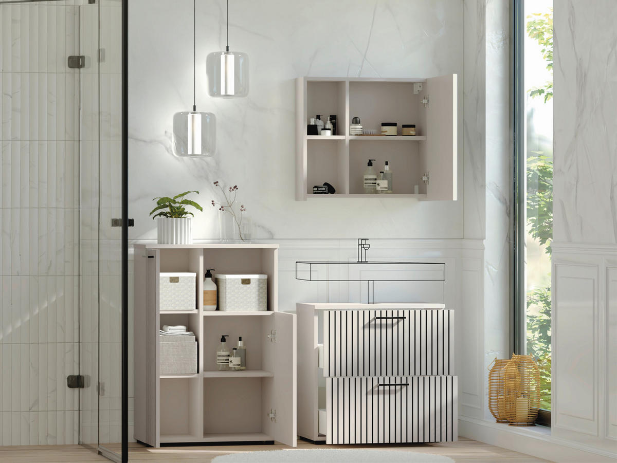 Baie 3 piese, 135 cm - cașmir/negru, Trend, metal/material pe bază de lemn (135cm) - Respekta