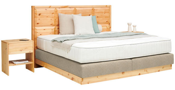 BOXSPRINGBETT 180/200 cm  in Zirbelkieferfarben, Beige  - Zirbelkieferfarben/Beige, Natur, Holz/Textil (180/200cm) - Valnatura