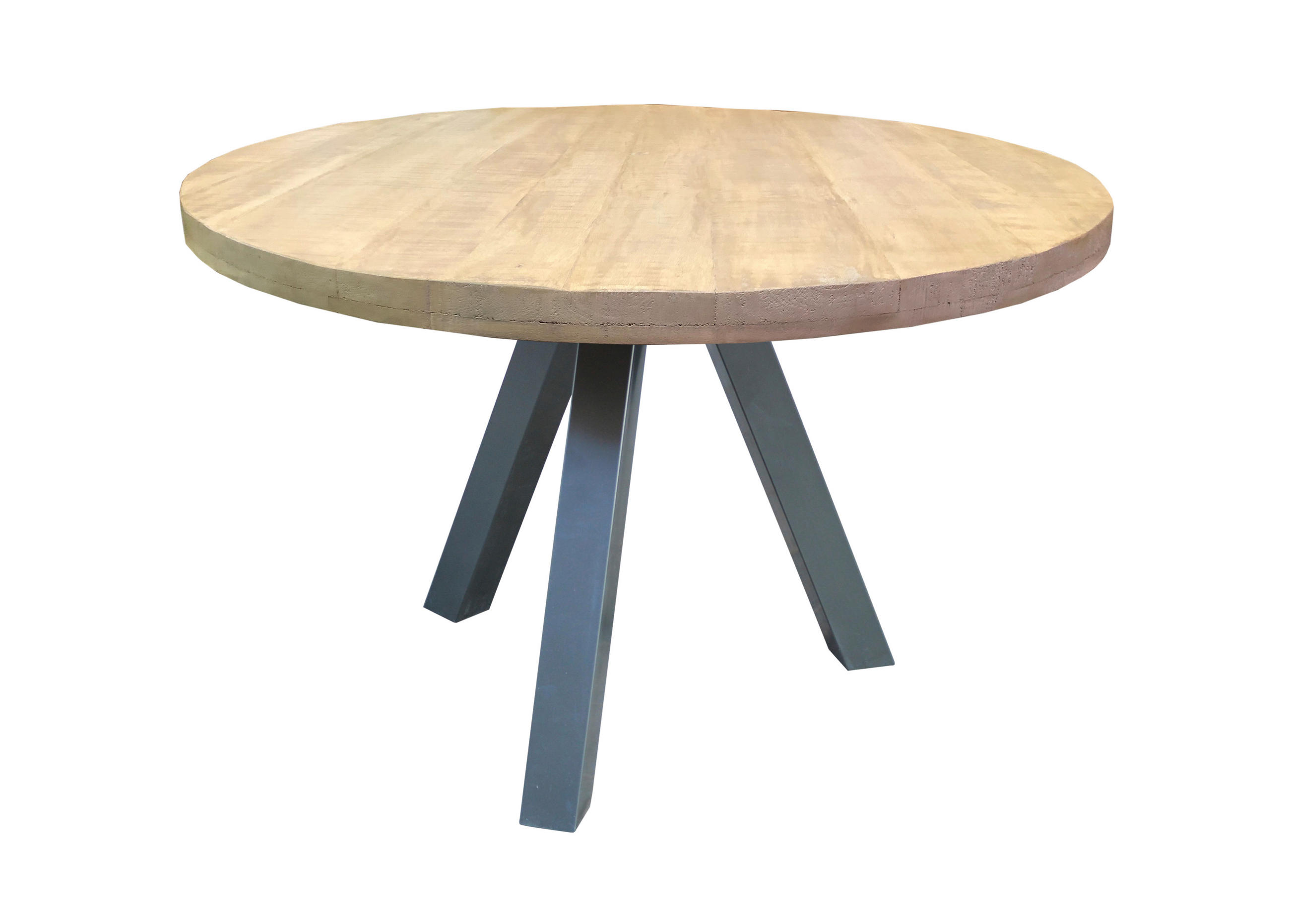 ESSTISCH 120/120/76 cm Echtholz  Holz, Metall rund Grau, Naturfarben  - Naturfarben/Grau, MODERN, Holz/Metall (120/120/76cm) - MID.YOU