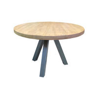 ESSTISCH 120/120/76 cm Echtholz  Holz, Metall rund Grau, Naturfarben  - Naturfarben/Grau, MODERN, Holz/Metall (120/120/76cm) - MID.YOU