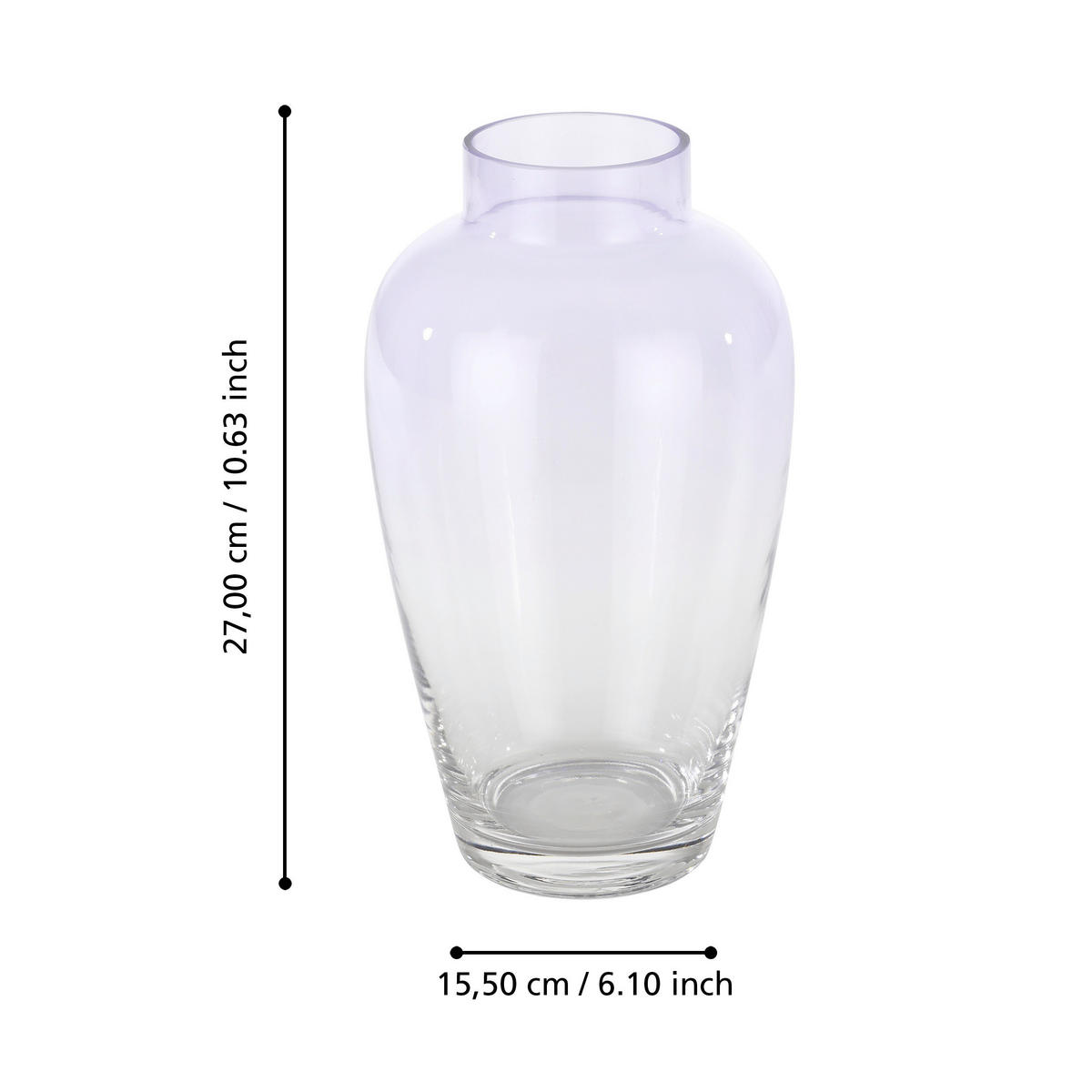 VASE  - Transparent/Lila, LIFESTYLE, Glas (15,5/27cm)