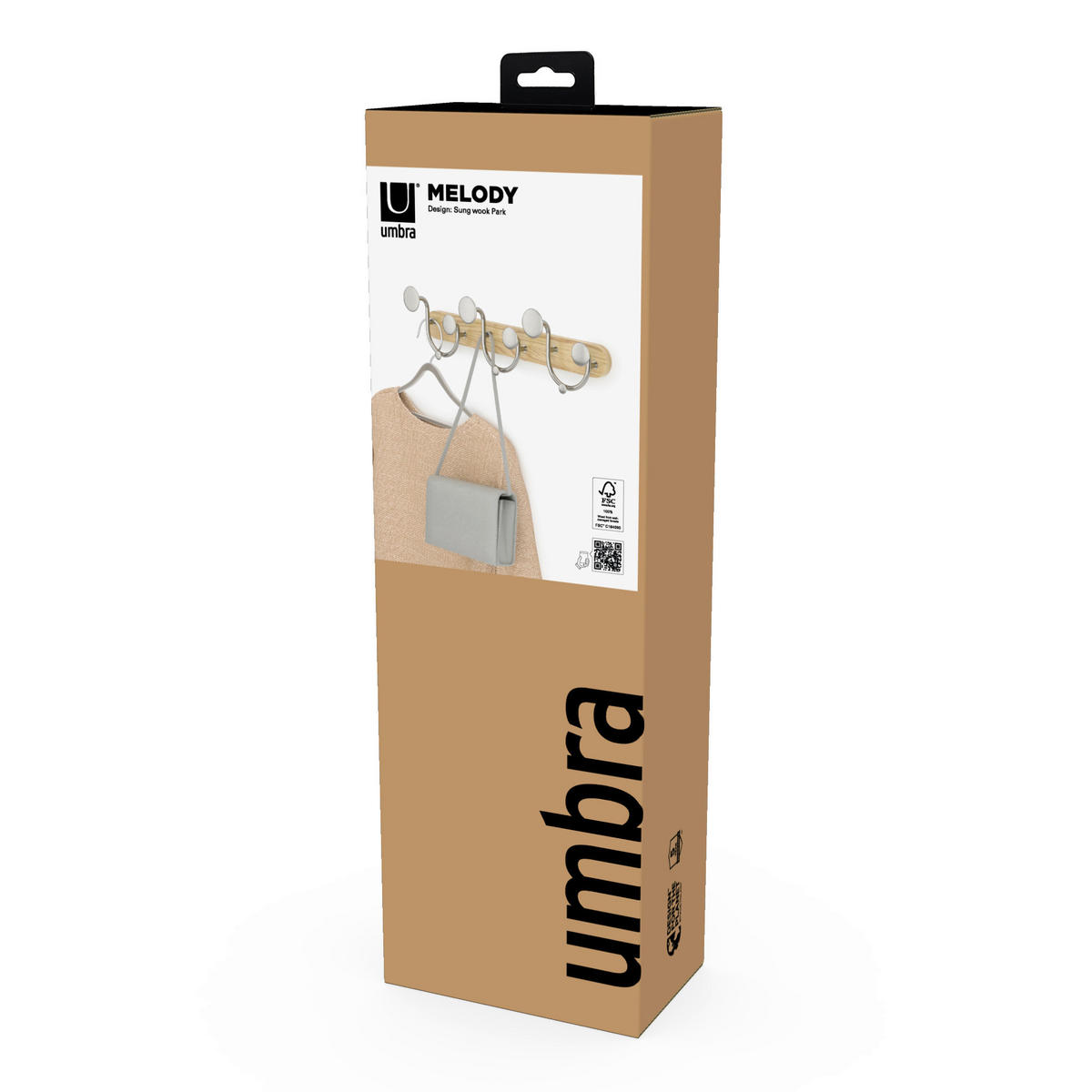 WANDGARDEROBE - Naturfarben/Nickelfarben, Design, Holz/Metall (7,6/12,7/43,2cm) - Umbra